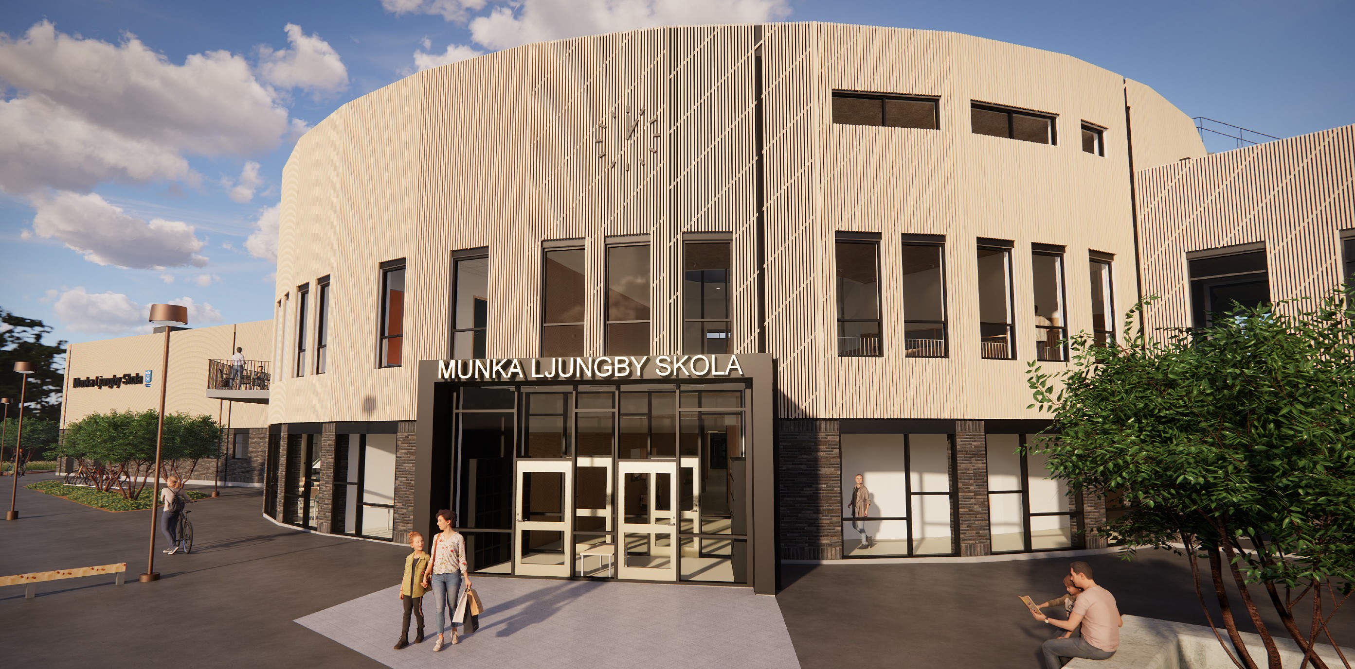 Kranpunkten lyfter bygget av Munka Ljungbys nya skola